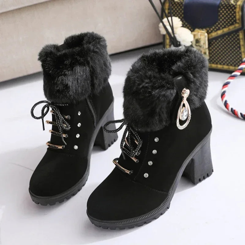 Cyflymder Women Boots Winter Designer High Heels Shoes for Women New Short Plush High Platform Ankle Boots Elegant Botas Mujer