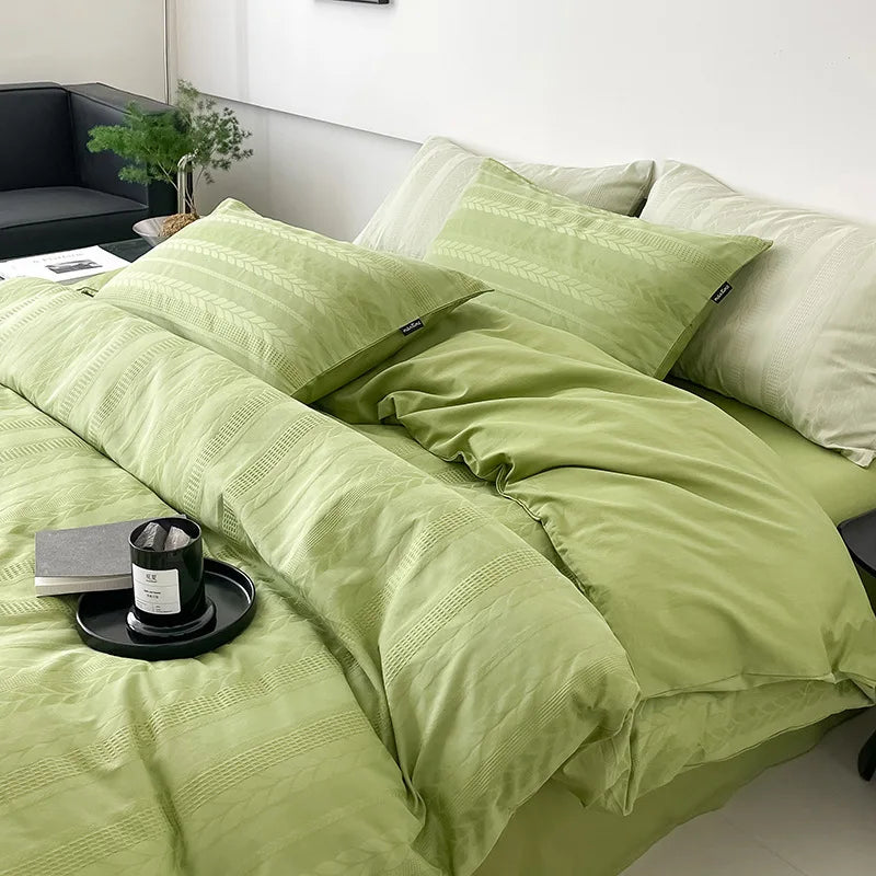 Cyflymder  Class A 60S Pure Cotton Bedding Sets Jacquard Cotton Skin Friendly Comforter Set Girl Style Duvet Cover Set for Queen King Size