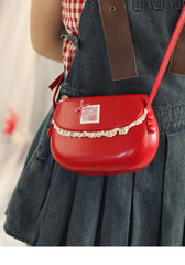 Cyflymder  Harajuku Red Messenger Bag Women 2025 Sweet Cute Retro Leather Casual Crossbody Bags Ladies Fairy Core Aesthetic Mini Bag Y2k