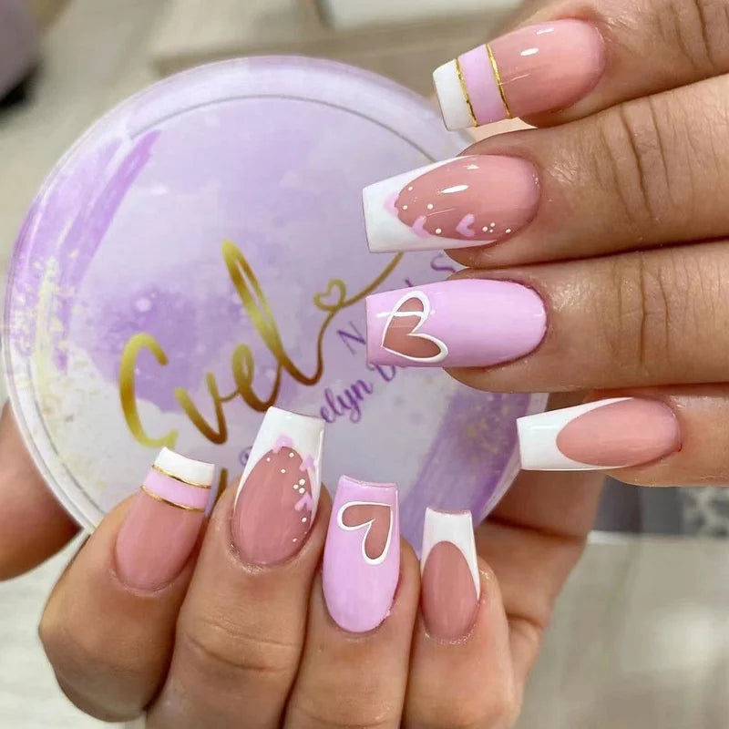 Cyflymder  24Pcs Fake Nails Press On Supplies False Charms Tips For ABS Nail Art And Decorations Manicure Extension Contains Jelly Gel