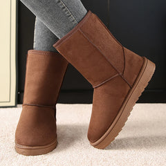 Cyflymder Mid Calf Snow Boots New Women Waterproof Warm Platform Boots Large Size 44 Winter Slip On Flat Casual Woman Booties