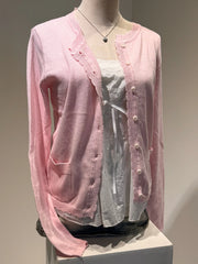 Cyflymder  Pink Sweet Pocket Knit Sweater Coat Women Autumn Lace Trim Neck Button Casual Solid Jumper Tops Sweet Cute Preppy Style Cardigan