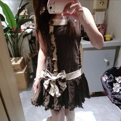 Cyflymder  New Y2K French Retro Polka Dot Print Summer Slim Dress Sweet Bow Appliques Sleeveless Dress Harajuku Buttons Design Punk Clothes