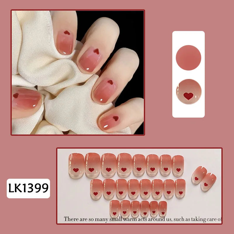 Cyflymder 24Pcs/Set Almond Gradient Press On Nail Art Wearable Fake Nails Pointed Simple Ballet Coffin Reusable False Nails Tips Finished