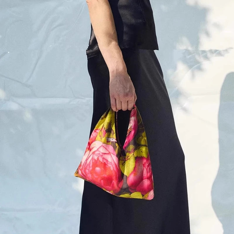Cyflymder  Y2k Aesthetic Harajuku Women Mini Top-Handle Bags Fashion Fairy Flower Print Purses and Handbags Luxury Design Elegant Clutches