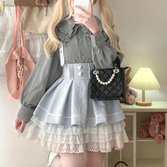 Cyflymder DRESS TO IMPRESS Japanese Gothic Style Lolita Cake Skirt Women Chic Love Button Jacquard Bowknot Short Suspender Skirts Punk Y2k Party Mini Skirt