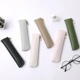 Pen Sleeve PU Leather Mini Small Pen Bag Zipper Pencil Pouch Stationery Fountain Pen Holder Case Student School Supplies