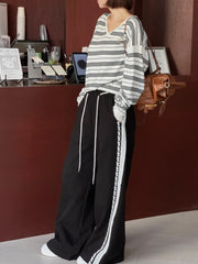 Cyflymder  Faionable Simple V-ne Striped Knitwear Ele Aosphere Dongda Gate 25 Autumn Sle Women's Clothing Commute Season