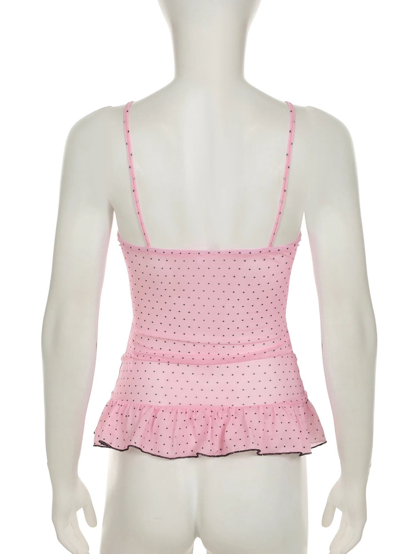 Cyflymder  Holiday Sweet Dot Printed Camis Top See Through Slim V-Neck Sleeveless Tank Tops Women 2025 Summer Fashion Streetwear