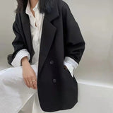 Cyflymder Women's Large Blazer Coats Spring Autumn Fashion Korean Version Loose Top Coat Office Work Clothes Grace Fall Jacket for Women