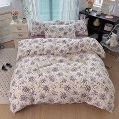 Cyflymder  INS Korean Style 2025 Floral Bedding Sets New Skin Friendly Soft Washed Cotton Printed Bed Sheet Sets