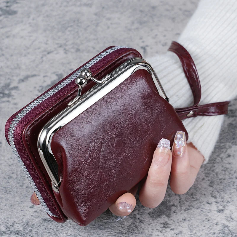 Cyflymder New Wallet Women Fashion Wrist Strap Short Coin Purse Large Capacity Coin Clip Bag Multi-card Card Bag Wallet