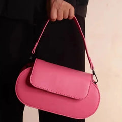 Cyflymder  Korean Style Vintage Rose Red Handbag Women Versatile Casual Simple Crossbody Bag Ladies Fashion Leather Baguette Shoulder Bag