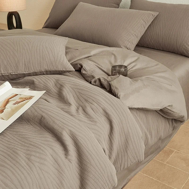 Cyflymder  Light Luxury Soft Thick 100% Cotton Flat Sheet Sets Satin Jacquard Silky Bedding Set for Seasons Single Double Bed Comfort Set