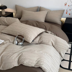 Cyflymder  100% Cotton Washed Wrinkled Yarn Bedding Set Soft Skin-friendly Duvet Cover Set with Sheets Breathable Quilt Cover Pillowcases