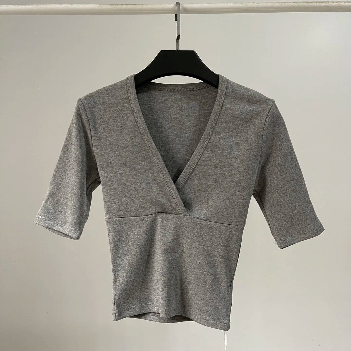 Cyflymder  Solid Lace Trim T-shirts Women Simple Basic Slash Neck Cotton Three Quarter Sleeve Crop Tops Sweet Casual All-match Tee Shirts