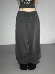 Cyflymder   Drunk Sugar Retro distressed curved blade women's minimalist design slimming wide-leg loose scythe floor-length trousers