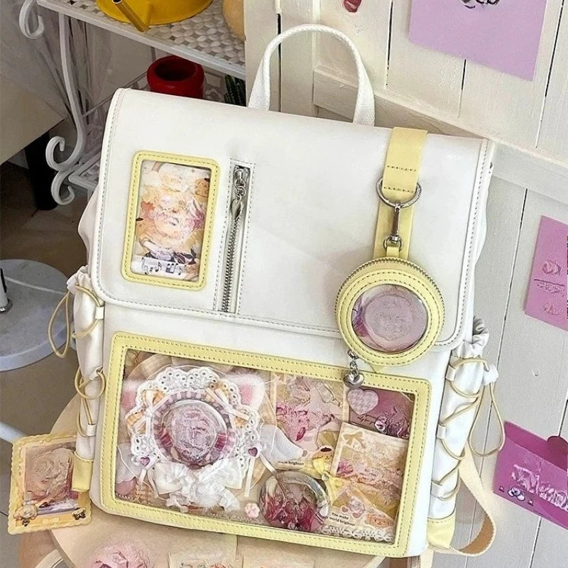 Cyflymder  Patchwork Casual Y2k Aesthetic Backpacks Japanese Women Students Transparent Ita Bags Preppy Ins All Match Streetwear Schoolbags