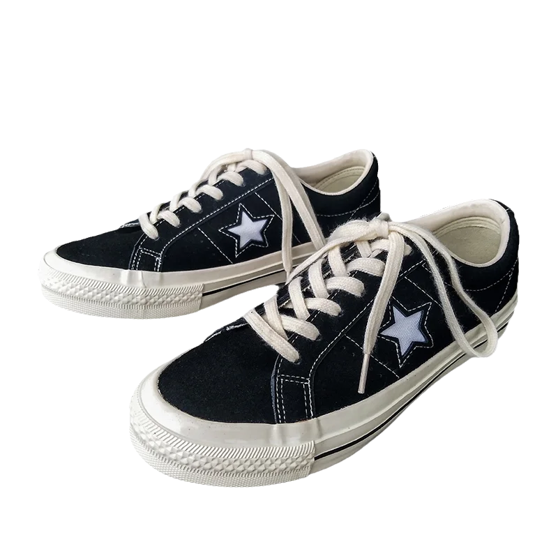 Cyflymder  Retro Star Canvas oes Women's Versatile Little Dir oes INS Skateboard oes Hong Kong Sle Ulzzang Trendy Student Whit...