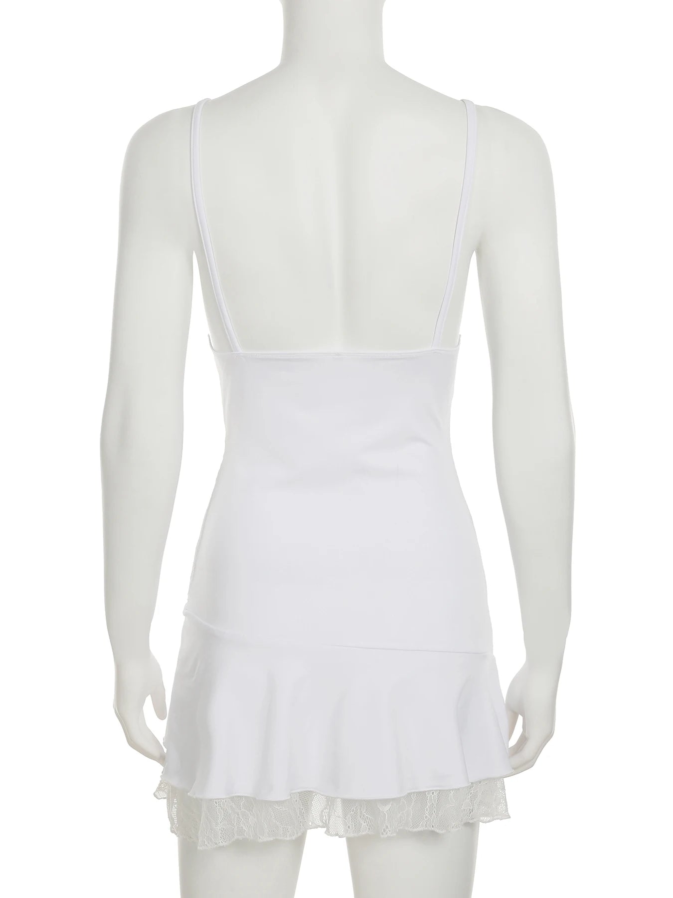 Cyflymder  Holiday Patchwork Lace A-Line Dress Beach Style Sexy Slim Deep V-Neck Sleeveless Mini Dresses For Women Summer