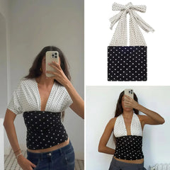 Cyflymder   Women Multi Way Halter Neck Off Shoulder Crop Top Deep V Backless Tie Slim Sexy Y2K Streetwear Tank Casual Date Vacation