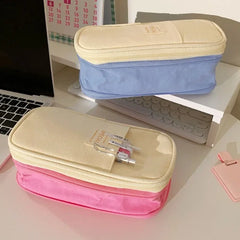 Cyflymder  1 Piece Chic Simplicity Pencil Case for Kids Minimalism Fashion Solid Color Pencil Pouch Large Capacity Stationery Storage Bag