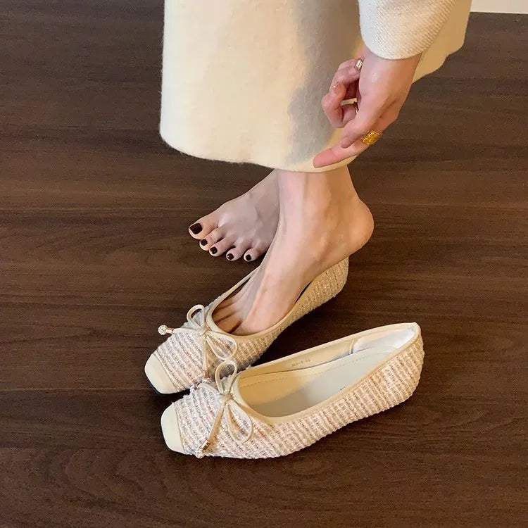 Cyflymder  Increas Height Korean Shoes Shallow Mouth Female Footwear Bow-Knot Clogs Platform 2025 Boat Dress New Summer Butterfly Creepers