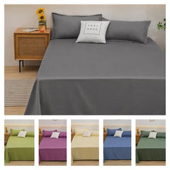 Cyflymder 1 pc Bed Flat Sheet for Double Bed Plain Solid Color Top Sheets Single/Queen/King Flat Bedsheets Soft Home Bed Linen Sheets