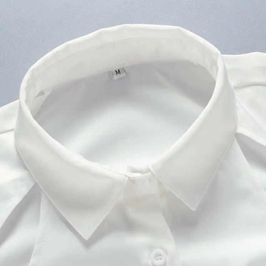Cyflymder  Chic Long Sve White irt Blouse Women's Straight Cut  Knot Cotton Ropa Top Quali Faion Spring Summer Autumn