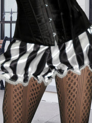 Cyflymder  Women s Striped Ruffle Shorts with Low Elastic Waistband and Lace Trim Mini Bloomers for Casual Summer Streetwear Fashion