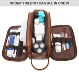 Cyflymder Men Business Travel Wash Toiletry Bag Waterproof PU Leather Bathroom Shaving Tools Organizer Bag Makeup Pouch Women Cosmetic Bag