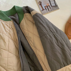 Cyflymder  Casual Oversize Nylon Puffer Jaet Men's Women's Rhombus Patterned Winter Coat Youth Faion Thiened Polyester Fiber
