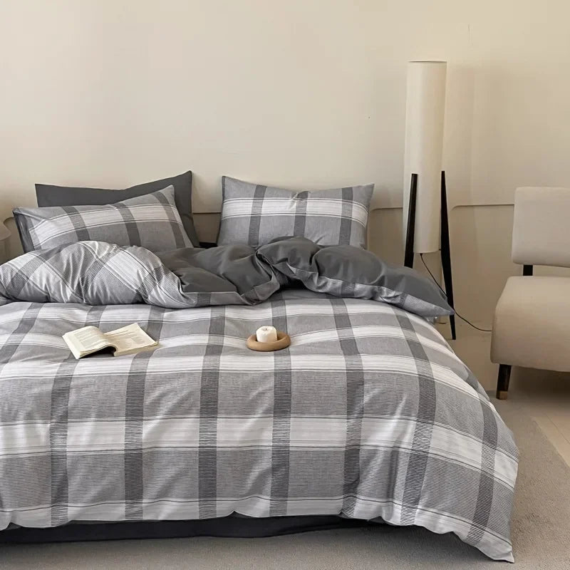 Cyflymder  Fashion Geometric Pattern Printed Fitted Sheet Style Bedclothes Cotton Soft Skin Friendly Bedding Set King Queen Bed Comfort Set