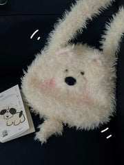 Cyflymder  Cute Dog Plush Shoulder Bag Women's Fashion Cartoon Large Capacity Lamb Fur Crossbody Bag Soft Handle Spring Casual Underarm Bag