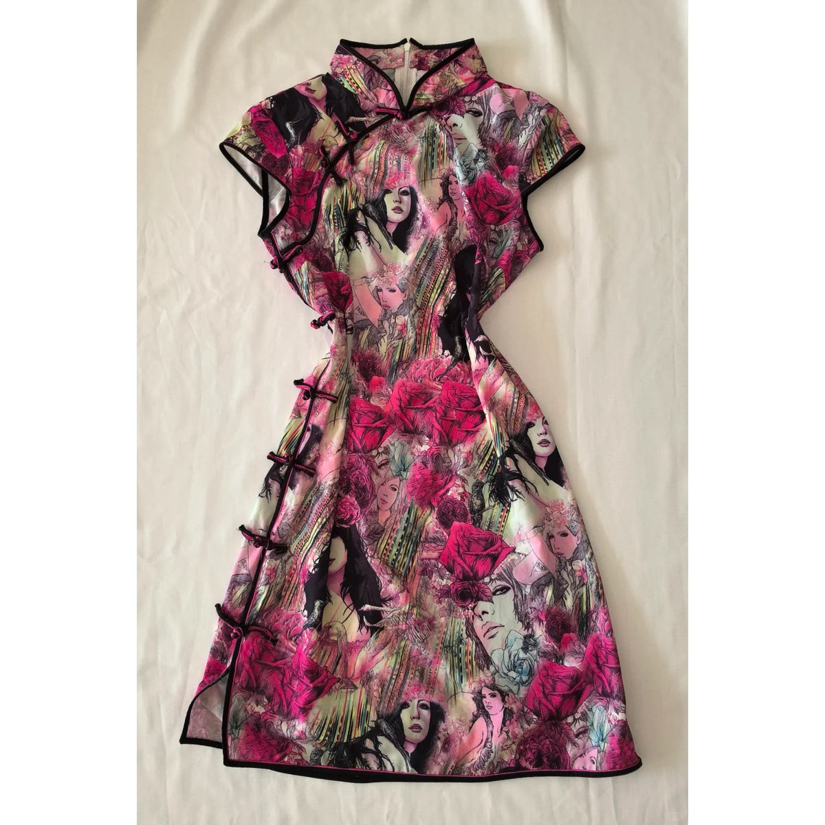 Cyflymder   Chinese Style Vintage Printing Dresses Stand Neck Harajuku Woman Bodycon Dress Y2k Aesthetic Sexy Grunge Button Vestidos