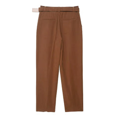 Cyflymder  Women's High Waist Ankle Trousers Zipper Fly Belted Office Chic Fashion Pants with Side Pockets