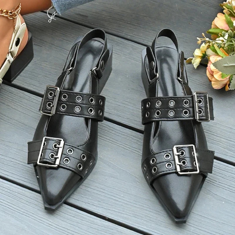 Cyflymder  New Women Platform Sandals Pointed Toe Spring Fashion Shallow Sandals Flats Slip on Outdoor Shoes Big Size Zapatos De Mujer