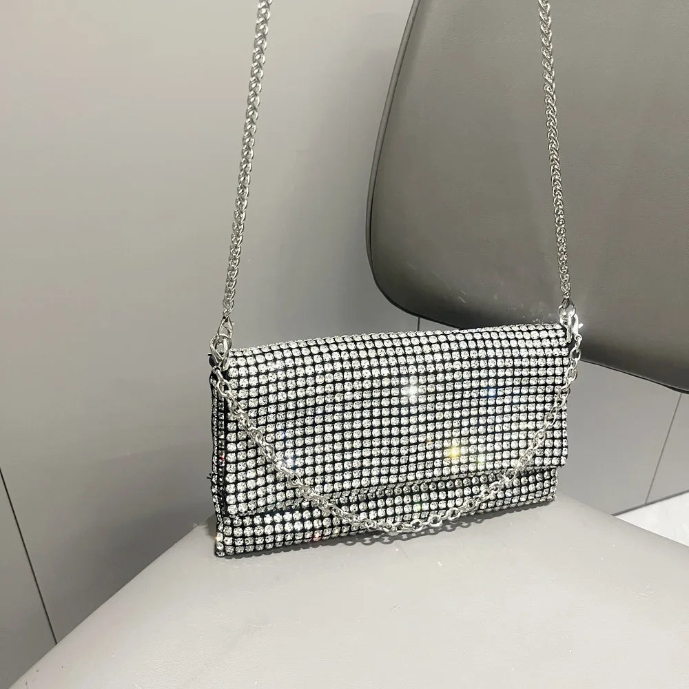 Cyflymder  iny Diamond Crossbody Women's Handbag  Dinner Bag Chain Mobile Phone Bag Alloy Handbag Clutch for Evening Par