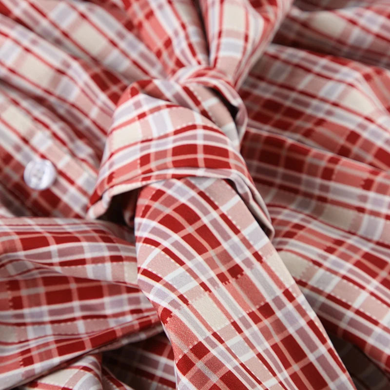 Cyflymder  Plaid Print Bud Skirt Tie-up Waist Single-breasted Decorate A-line Mini Skirts Y2K Aesthetic Low-rise Bottoms Cute Wome
