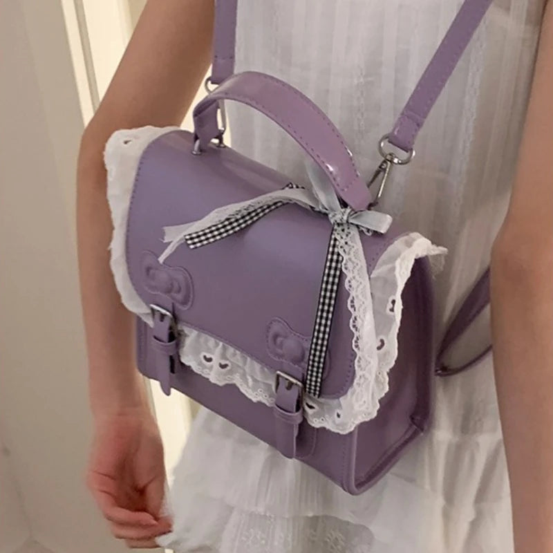 Cyflymder  Korean Kawaii Lace Fashion Handbags Women All Match Sweet Mini Backpacks Y2k Aesthetic Casual Simple Schoolbags Trendy Preppy