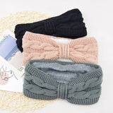 Cyflymder Autumn Winter Thicken Knitting Woolen Wide Headband For Women Plush Lined Headwrap Turban Hairbands Keep Warm Female Ear Warmers