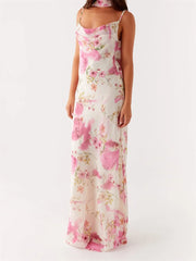 Cyflymder  Women s Boho Maxi Dress with Off-Shoulder Ruffle Sleeve and Floral Print Summer Beach Party Casual Dress with Matching Headband