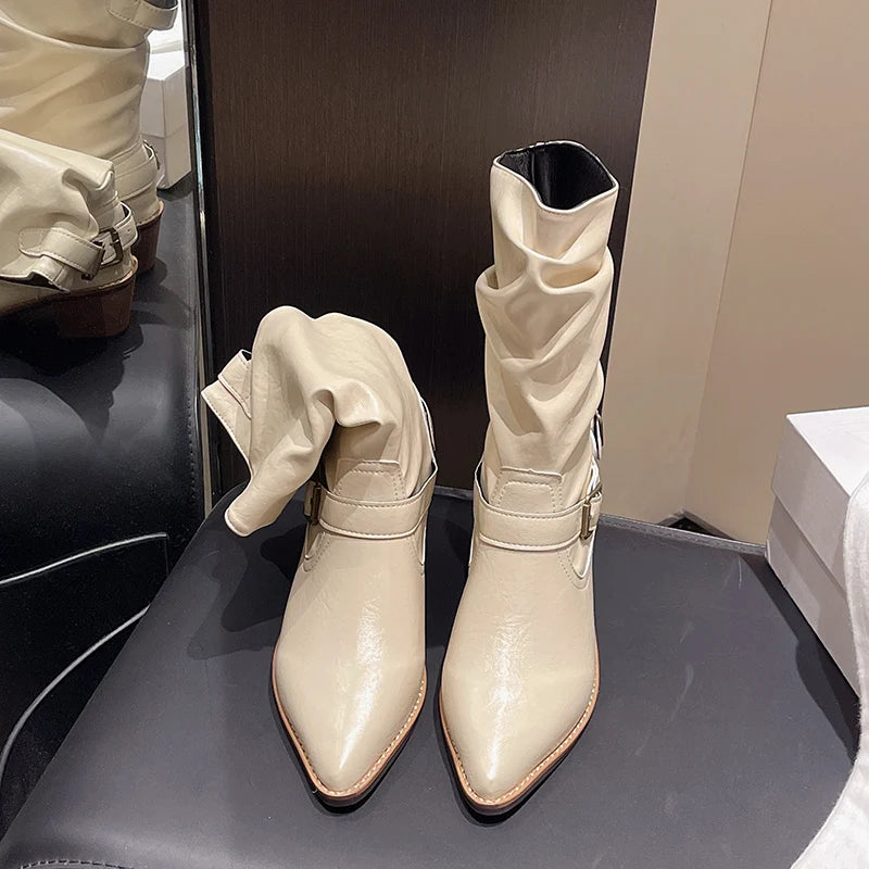Cyflymder  Boots Women New 2025 Buckle Autumn Footwear Luxury Designer Female Shoes Pointed Toe Fashion Ladies Chelsea Boots Plus Size 42