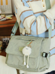 Cyflymder  Casual Large Capacity Shoulder Bag Women's Commuter Bag Printed Bear Crossbody Bag for Class And Commuting Nylon Material