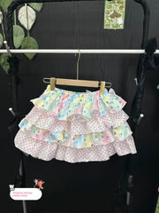 Cyflymder  Original Handmade Three-Color Print Pink Polka Dot Y2K  Knot Puffy Skirt Cake Skirt Sweet Style Loose Fit Daily Wear