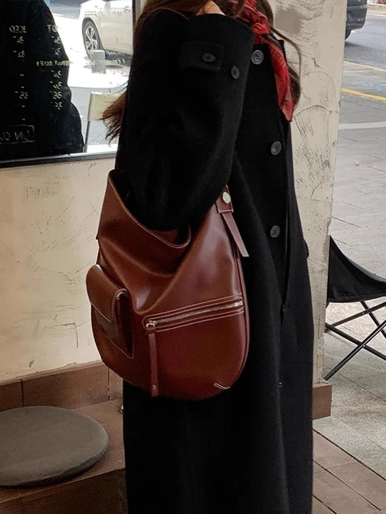 Cyflymder  Pu Leather All Match Women's Handbag Vintage Casual Underarm Bag Y2k Aesthetic Office Lady Shoulder Bags Fashion Trendy