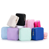 Cyflymder Nylon Mini Makeup Bag Toiletry Cosmetic Storage Bag Waterproof Zipper Small Pouch Coin Sanitary Napkin Purse for Women Girls