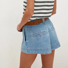 Cyflymder   Summer New Women's Casual Loose High Waist Pocket Washing Denim Shorts Women