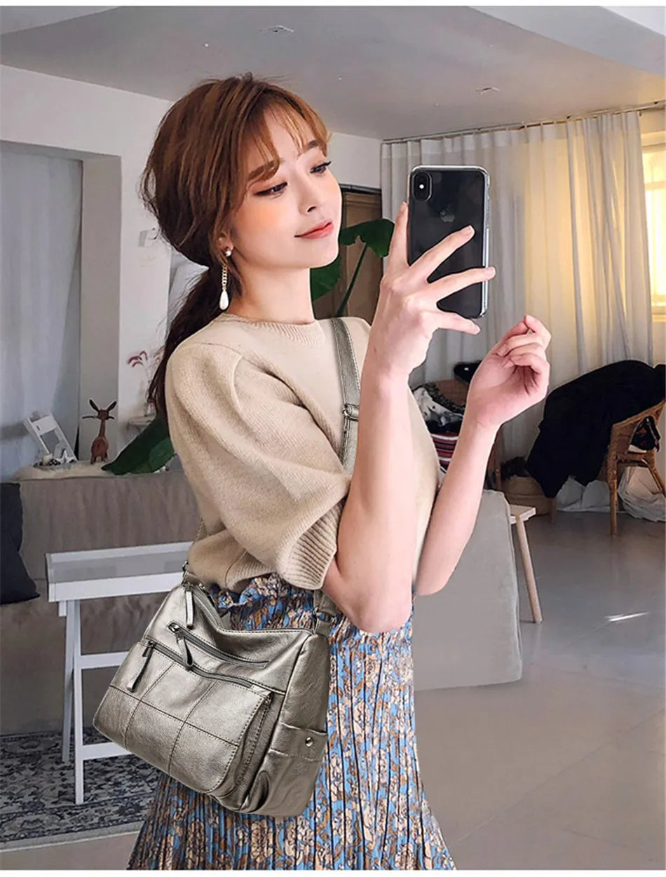 Cyflymder  2 Layers Genuine Brand Leather Shoulder Messenger Luxury Handbags Women Bags Designer High Quality Crossbody Bags for Women Sac