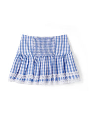 Cyflymder  Elegant Plaid Lace Trim Skirt for Women Stylish Tiered Ruffle High Waisted A Line Skirt with Summer Vibes